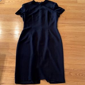 Elegant cocktail LBD.. beaded bodice, short sleeve